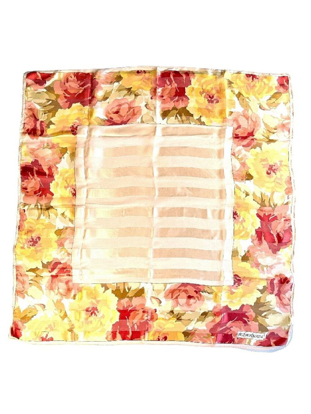 Yves Saint Laurent Vintage Silk Chiffon Floral Scarf